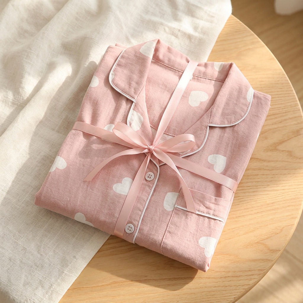 Pijama de Musselina com Corações
