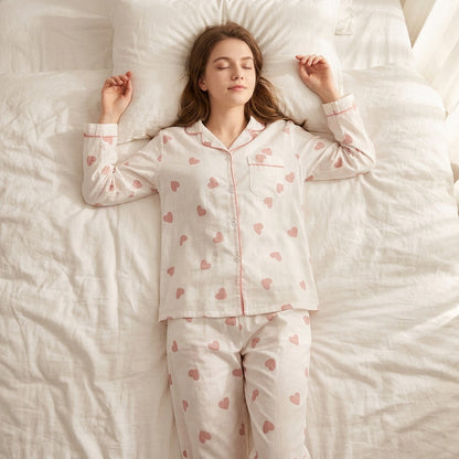 Pijama de Musselina com Corações