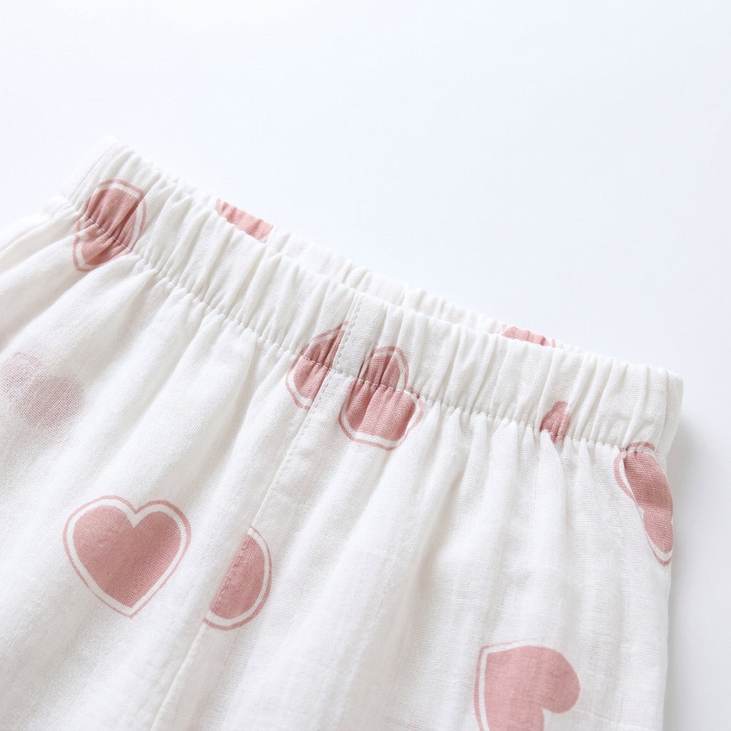 Pijama de Musselina com Corações