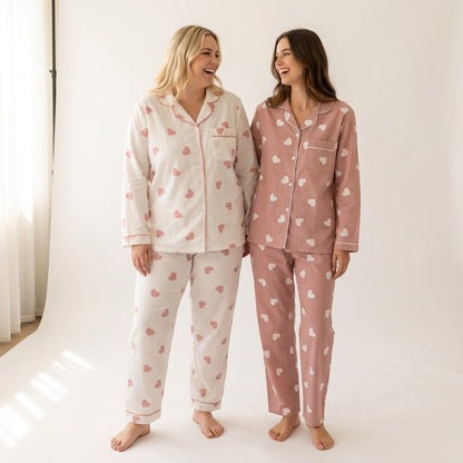 Pijama de Musselina com Corações