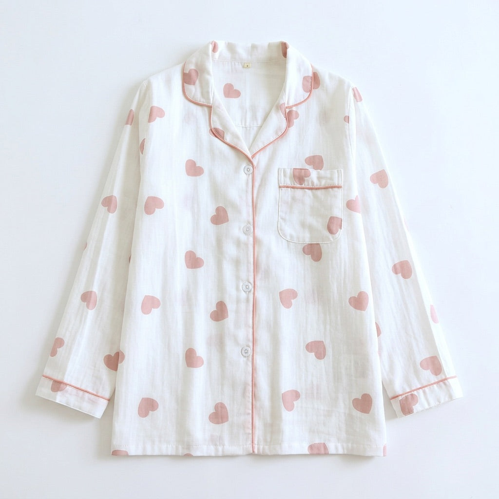 Pijama de Musselina com Corações