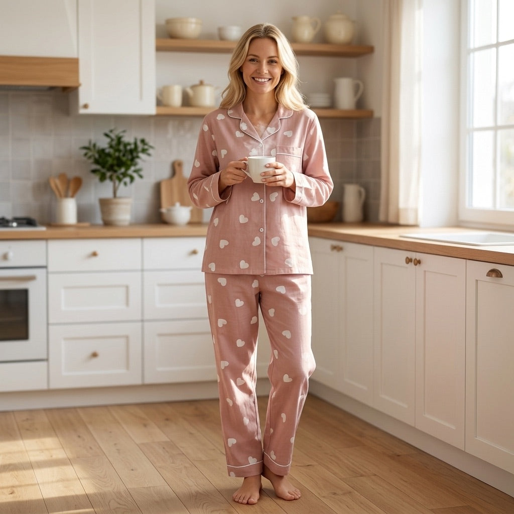 Pijama de Musselina com Corações