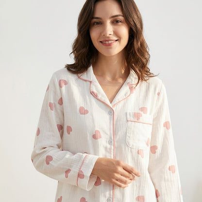 Pijama de Musselina com Corações