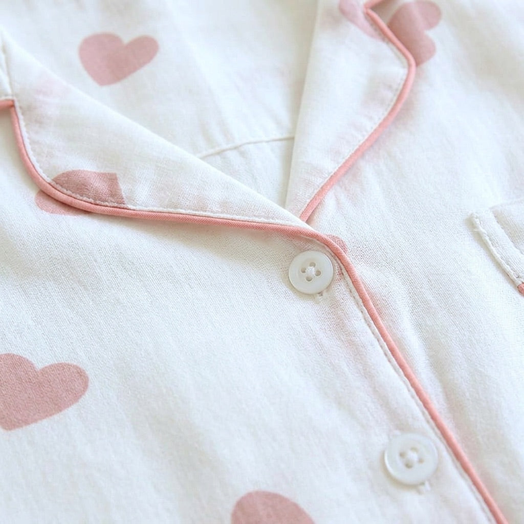 Pijama de Musselina com Corações