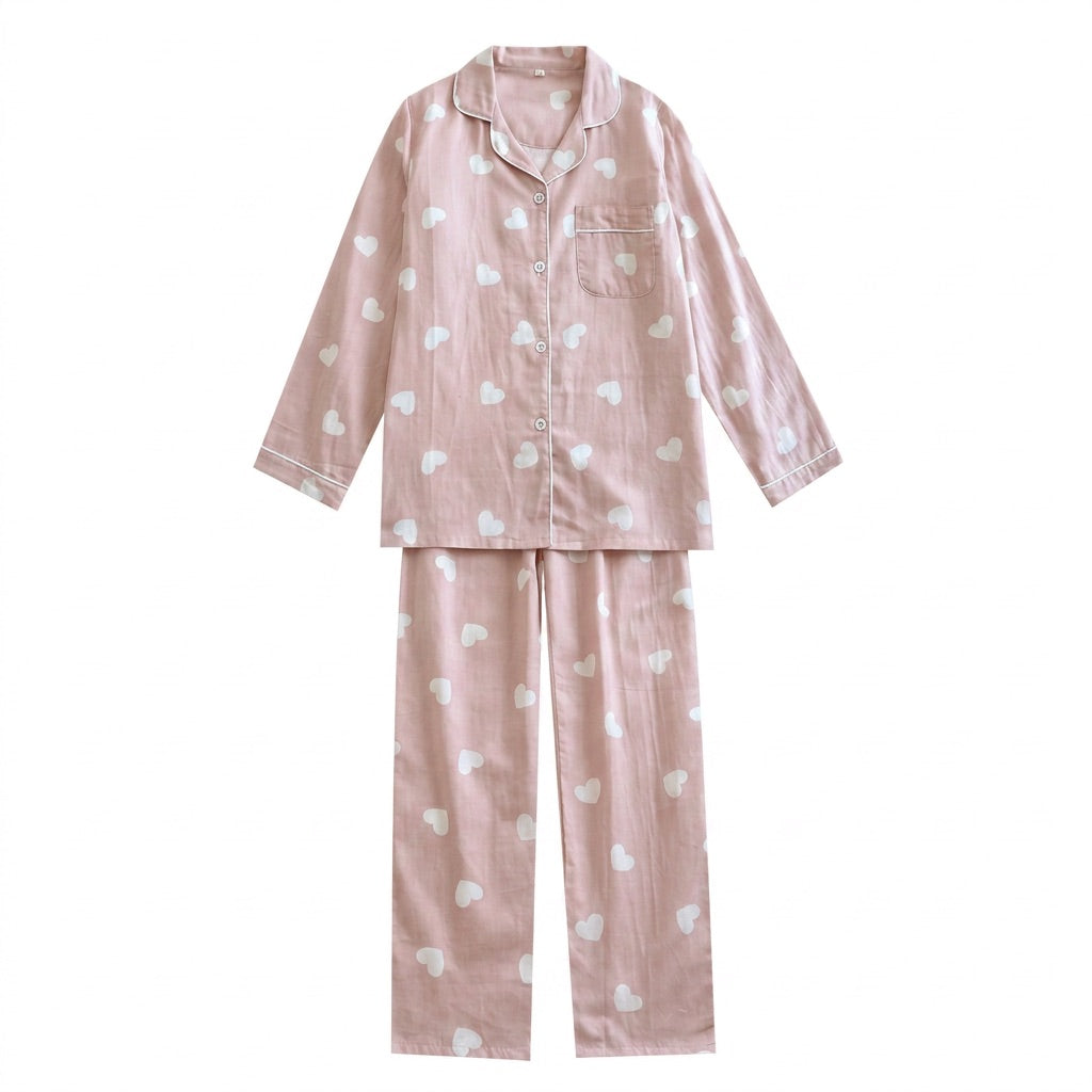 Pijama de Musselina com Corações